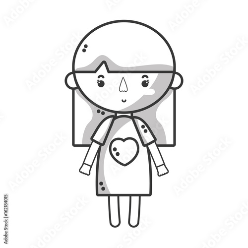 line tender girl child with pijama and hairstyle