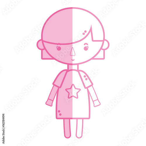 silhouette tender girl child with pijama and hairstyle