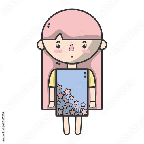 tender girl child with pijama and hairstyle