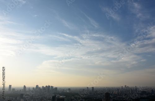 青空と雲・日本の東京都市景観（新宿や池袋方面を望む）