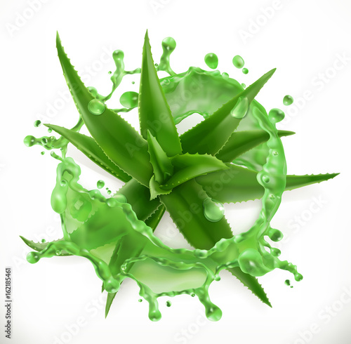 Aloe juice, health and care. 3d vector icon