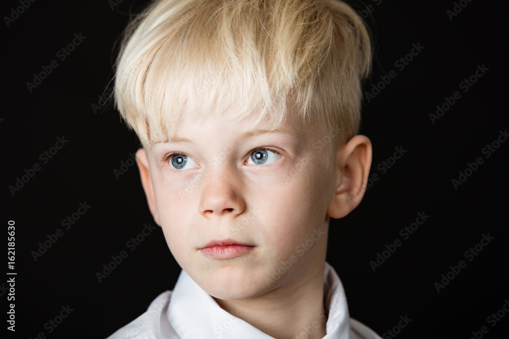 Pensive handsome little blond boy Pensive handsome little blond boy