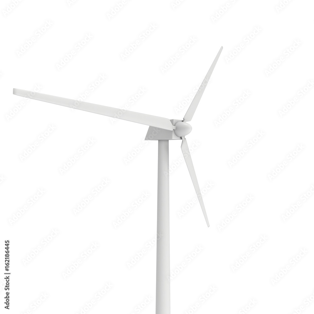 Wind turbine with propeller. Windmill generator 3D render isolated on white Wind turbine with propeller. Windmill generator 3D render isolated on white
