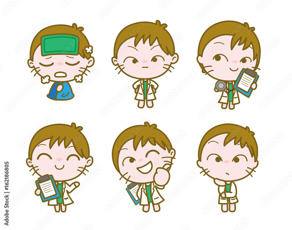 Set of Cartoon Doctor Character, Vector illustration Set of Cartoon Doctor Character, Vector illustration