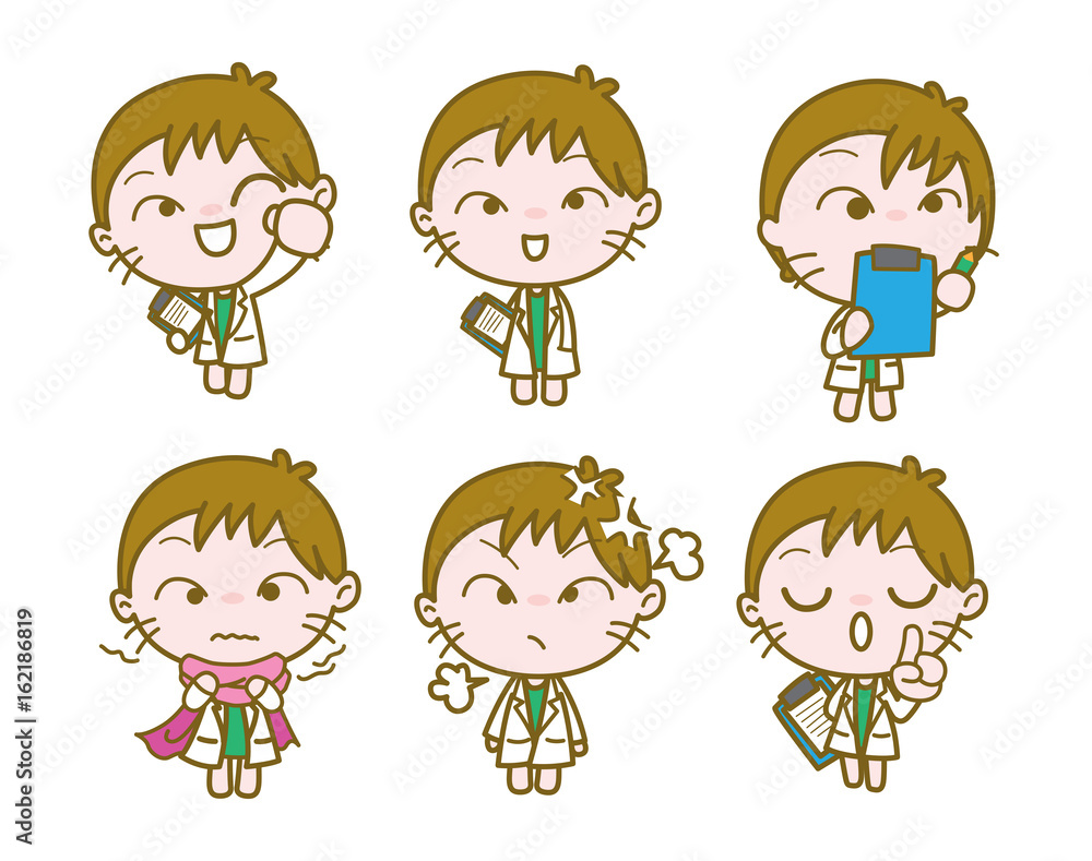 Set of Cartoon Doctor Character, Vector illustration Set of Cartoon Doctor Character, Vector illustration