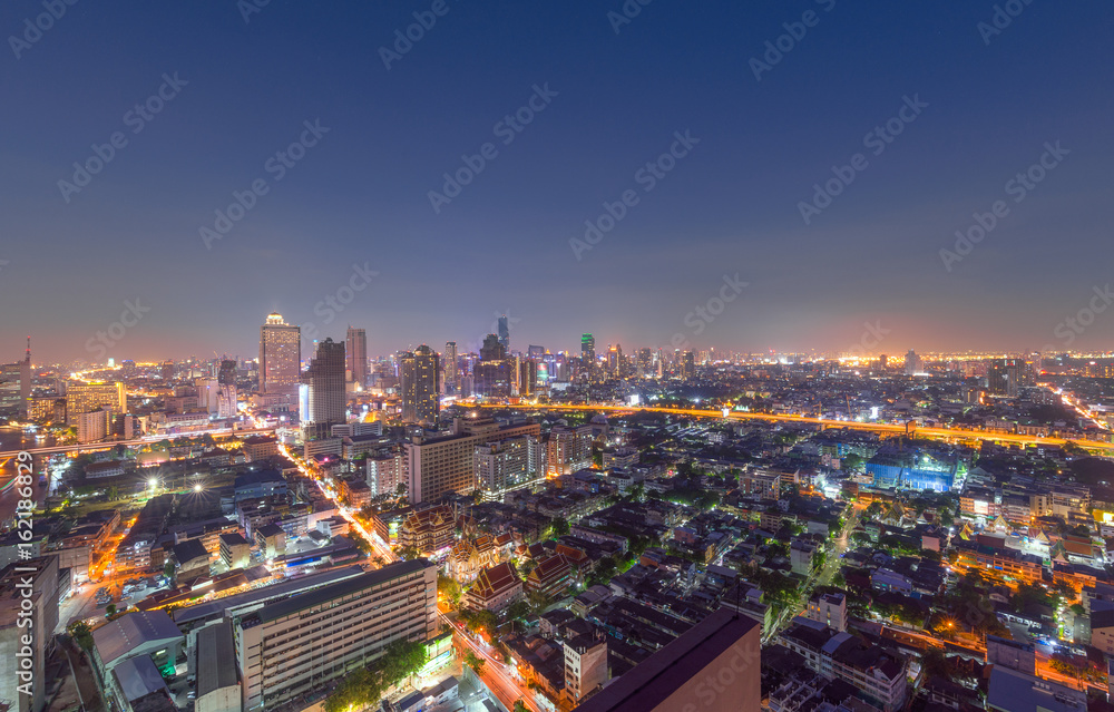 Cityscape and sunset at evening time