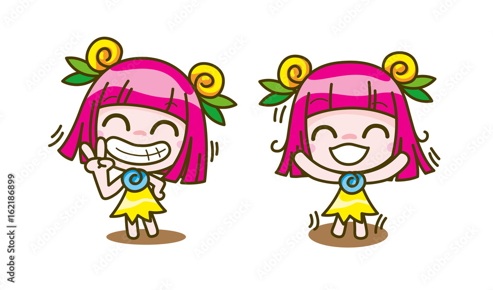 girl kids cartoon collection Vector illustration girl kids cartoon collection Vector illustration