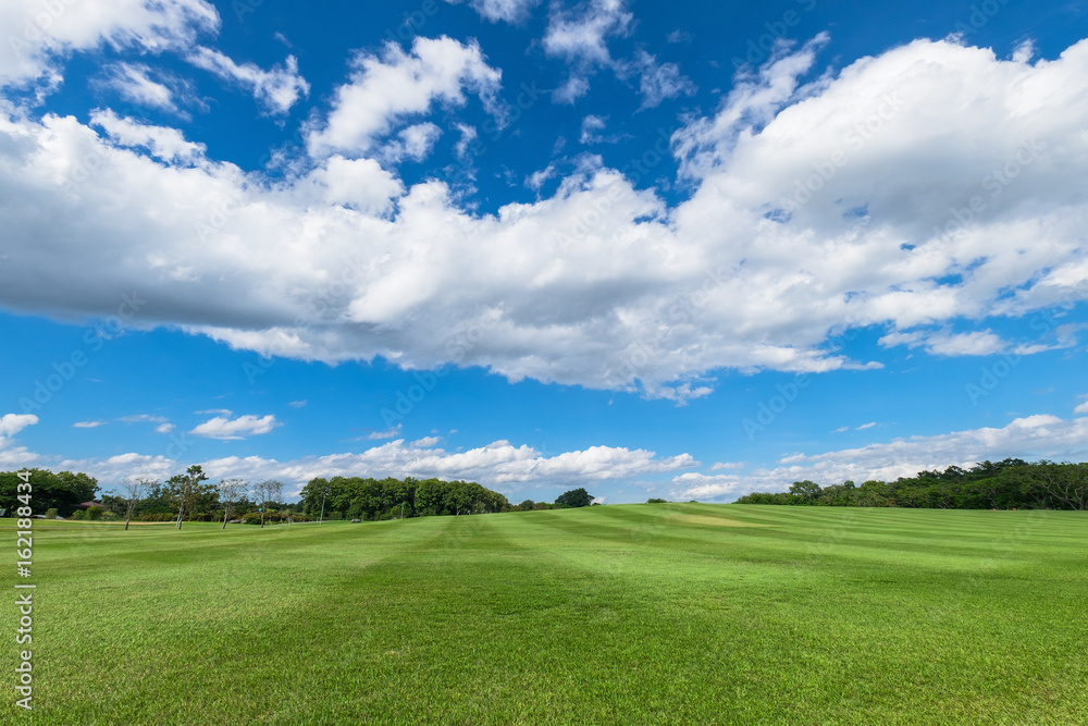 Panorama of sky clouds and grass on meadow in summer Panorama of sky clouds and grass on meadow in summer