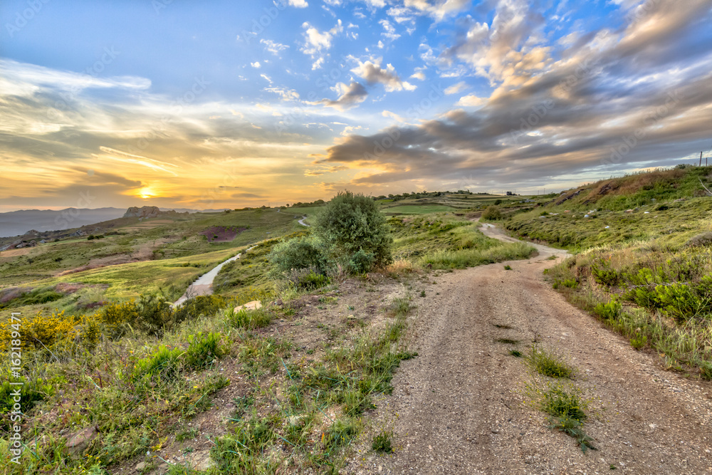 Dirt Road through Mediterranean landscape on the island of Cyprus