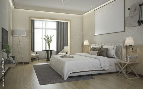 3d rendering luxury modern bedroom suite in hotel © dit26978