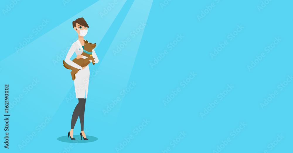 Veterinarian with dog in hands vector illustration Veterinarian with dog in hands vector illustration
