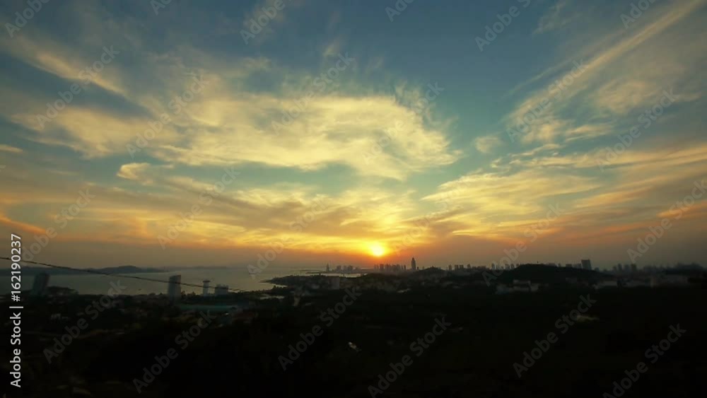 timelapse sunset clouds,seaside urban skyline & forest. timelapse sunset clouds,seaside urban skyline & forest.