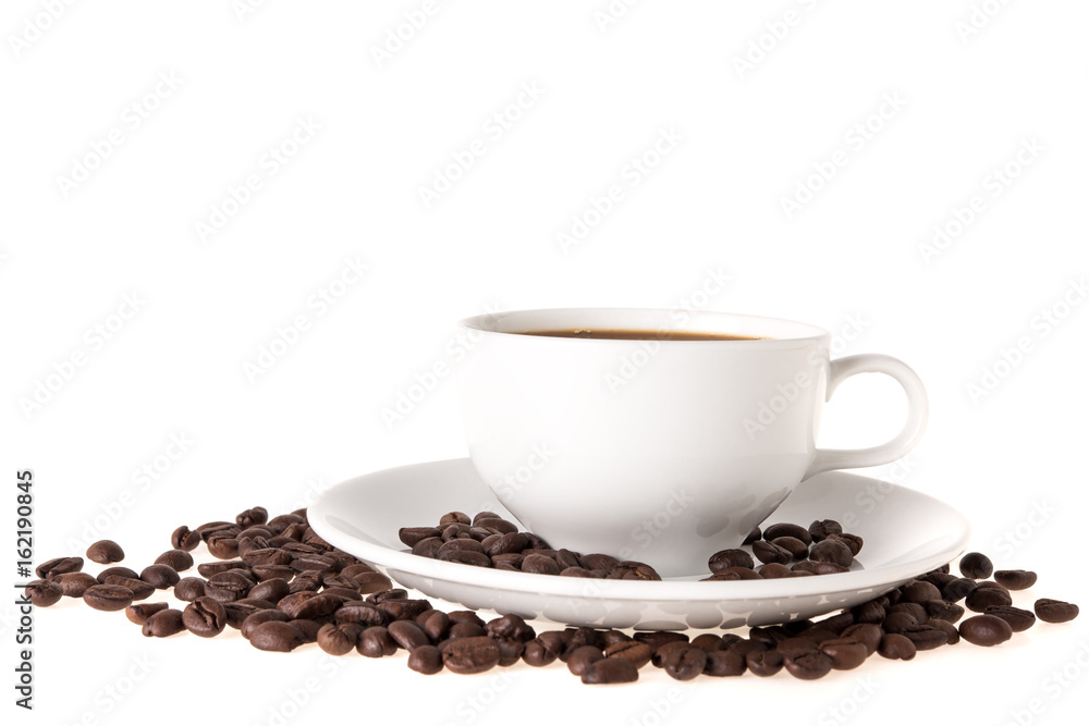 Coffee cup and coffee bean isolated on white background. Coffee cup and coffee bean isolated on white background.