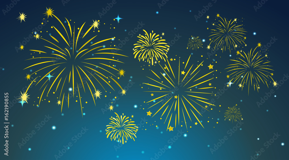 Background design with fireworks in sky Stock Vector | Adobe Stock