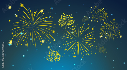 Background design with fireworks in sky