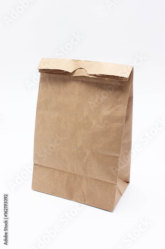 Recycle Paper Bag Isolated On White Background.