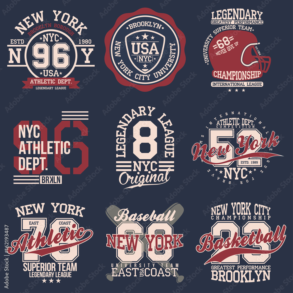 Vintage labels set, athletic sport typography for t shirt print ...