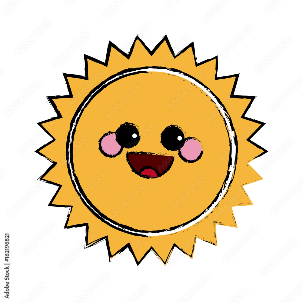 summer sun kawaii character emoticon hot icon