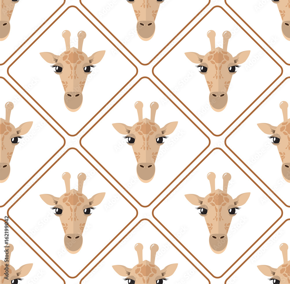 Seamless pattern with giraffes rhombuses on white background Seamless pattern with giraffes rhombuses on white background