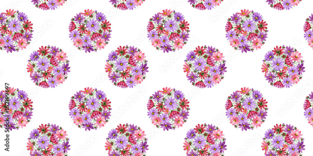 Wildflower kosmeya flower pattern in a watercolor style isolated. Wildflower kosmeya flower pattern in a watercolor style isolated.