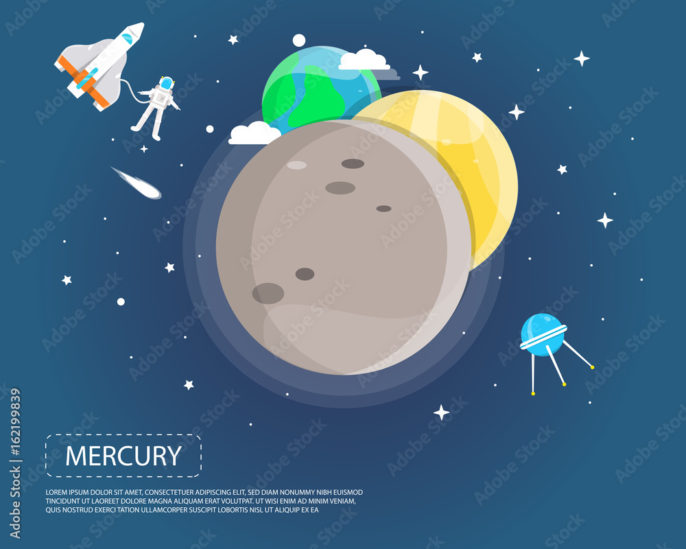 Mercury Venus and Earth of solar system illustration design Mercury Venus and Earth of solar system illustration design