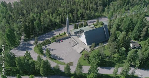 Midday aerial view of Christian church in Lahti, Finland, point of intrest