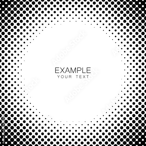 Monochrome circle frame halftone abstract background