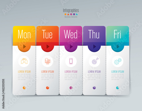 Weekly planner Monday - Friday infographics design.