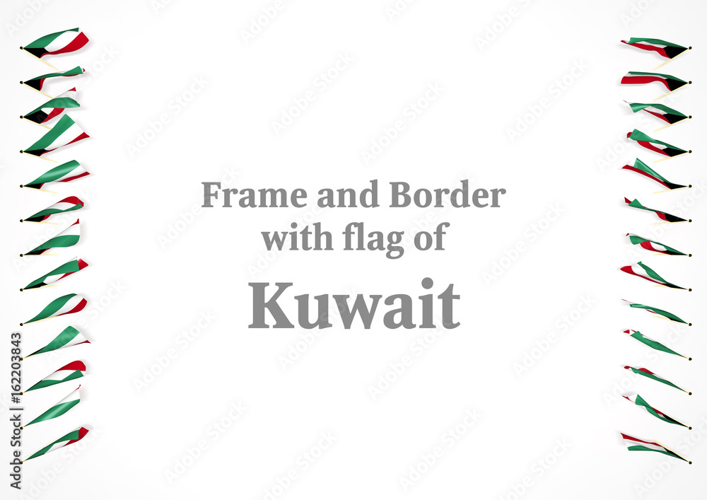 Obraz premium Frame and border with flag of Kuwait. 3d illustration