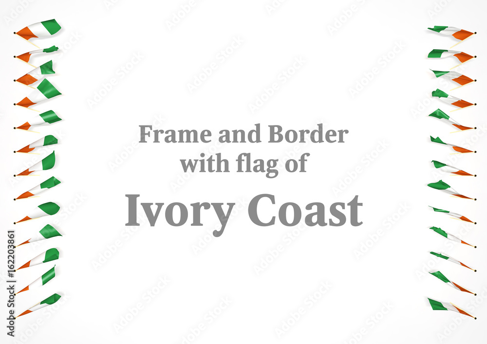 Frame and border with flag of Ivory Coast. 3d illustration