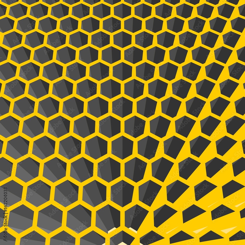 Perspective view on honeycomb. Hexagon pattern background. Isometric geometry Perspective view on honeycomb. Hexagon pattern background. Isometric geometry