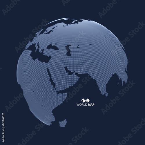 Eurasia. Earth globe. Global business marketing concept. Dotted style. Design for education, science, web presentations.