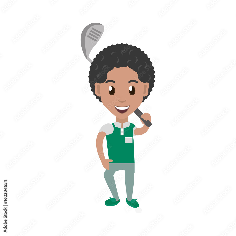 Fototapeta premium man playing golf cartoon icon vector illustration graphic design