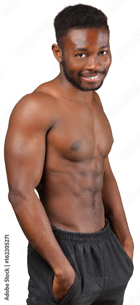 muscular african man isolated on white muscular african man isolated on white