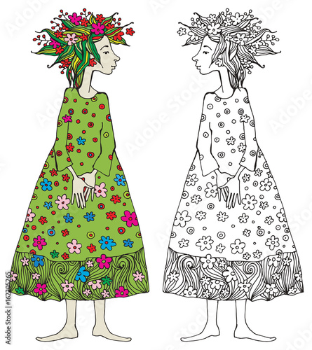Girl with green dress