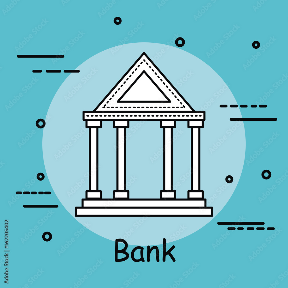 Greek building and bank sign over teal background vector illustration Greek building and bank sign over teal background vector illustration