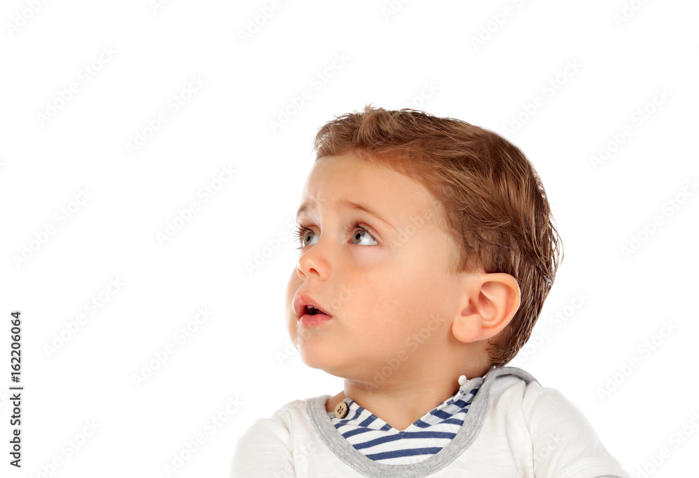 Pensive baby looking up Pensive baby looking up