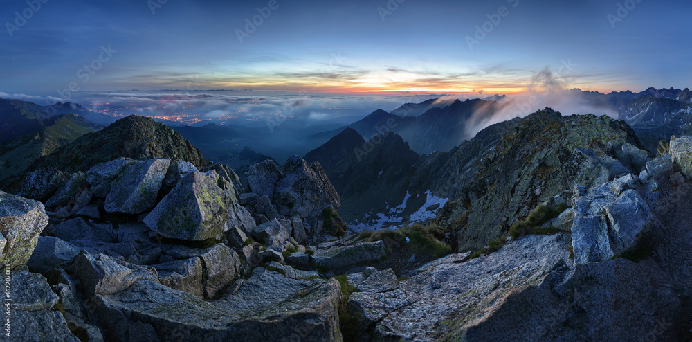 Fototapeta premium Zakopane in Poland at night from Tatras peak Swinica