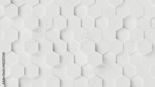 Fototapeta Naklejka Na Ścianę i Meble -  White Hexagon Wall Background