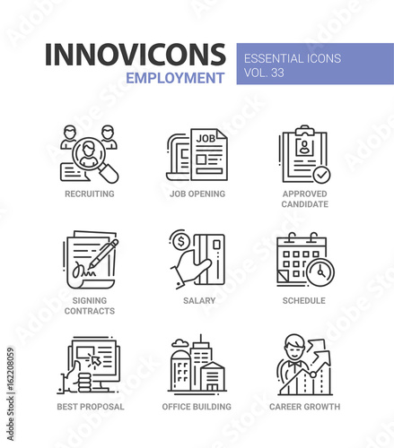 Employment- modern vector line icons set