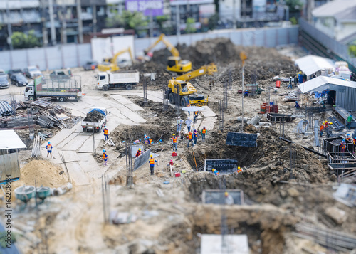 Foto Construction site outdoor with Crane and People working