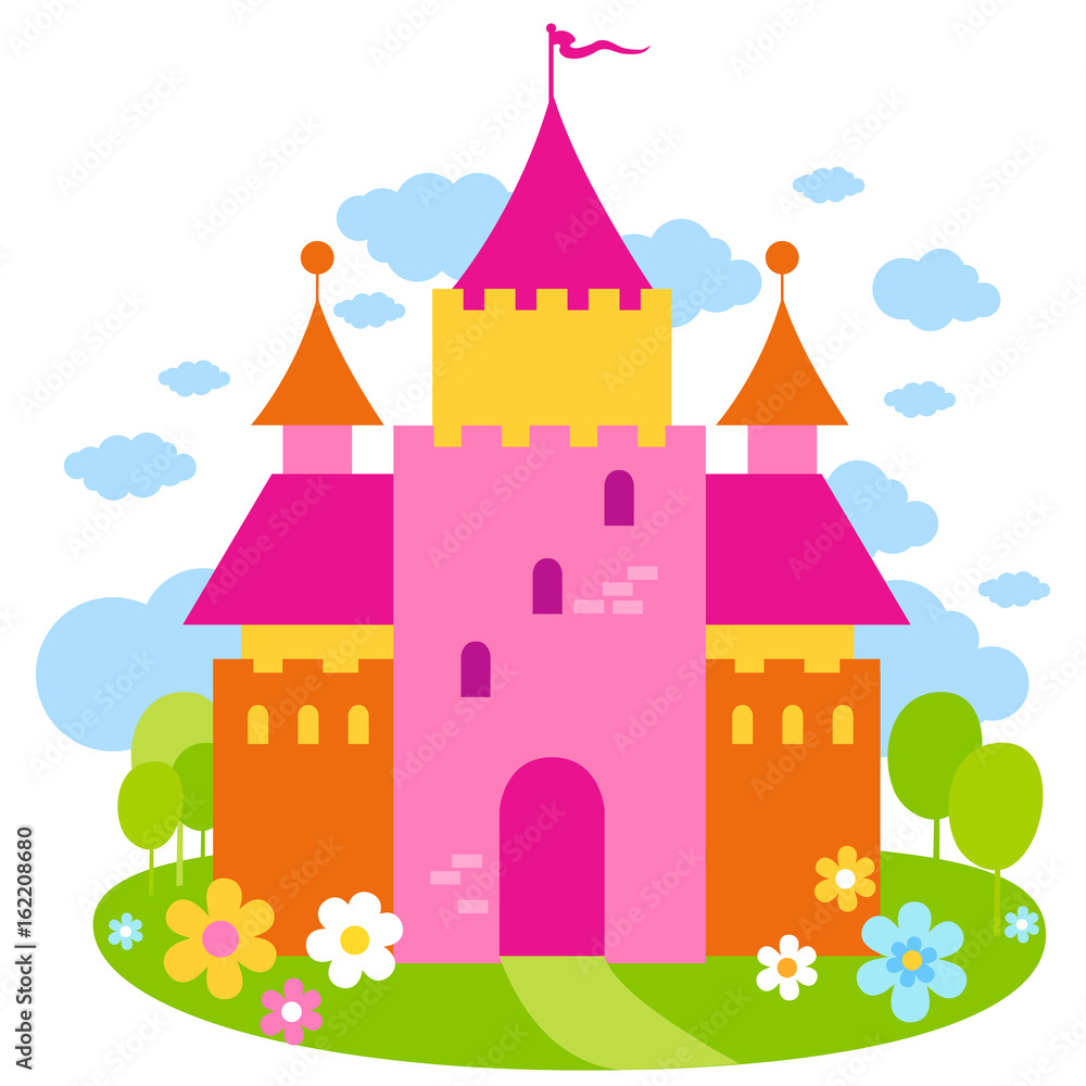 Beautiful fairy tale castle. Vector illustration