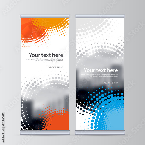 Roll up business banner design vertical template vector.