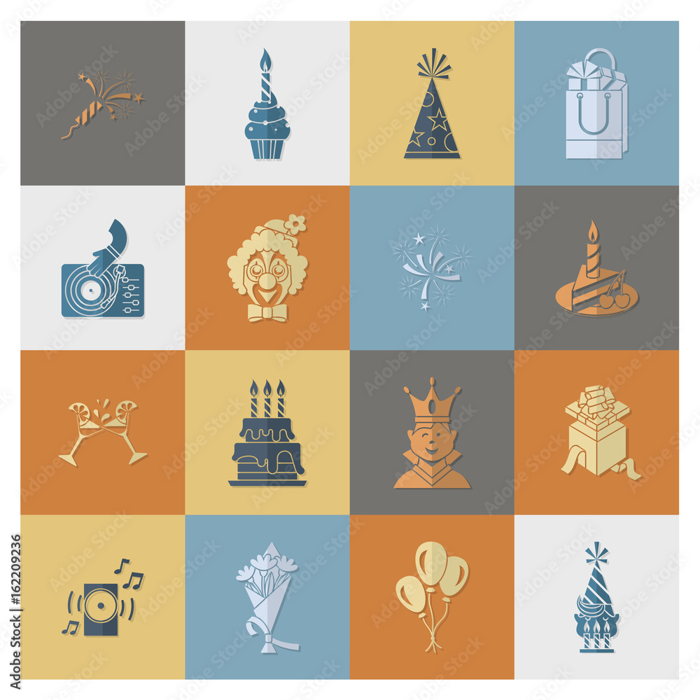Happy Birthday Icons Set Happy Birthday Icons Set