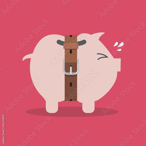 Piggy bank with a tight belt