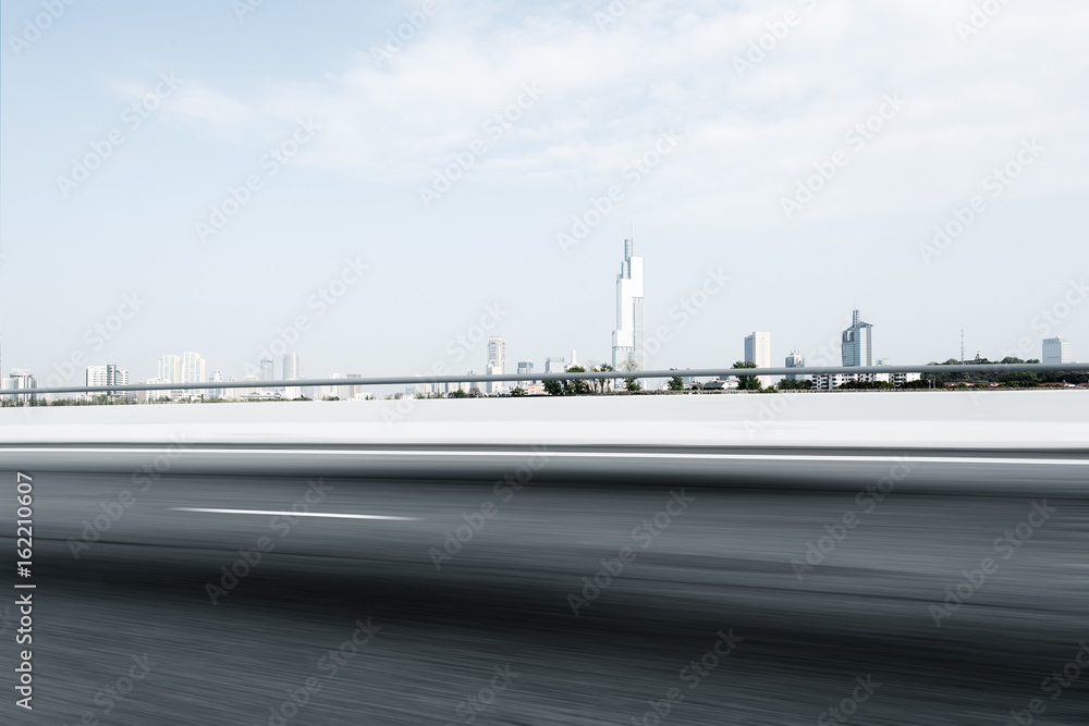 empty road with modern buildings