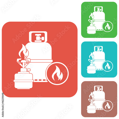 Camping stove with gas bottle icon