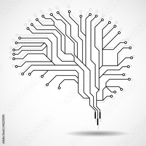 Technological brain. Circuit board. Abstract vector background