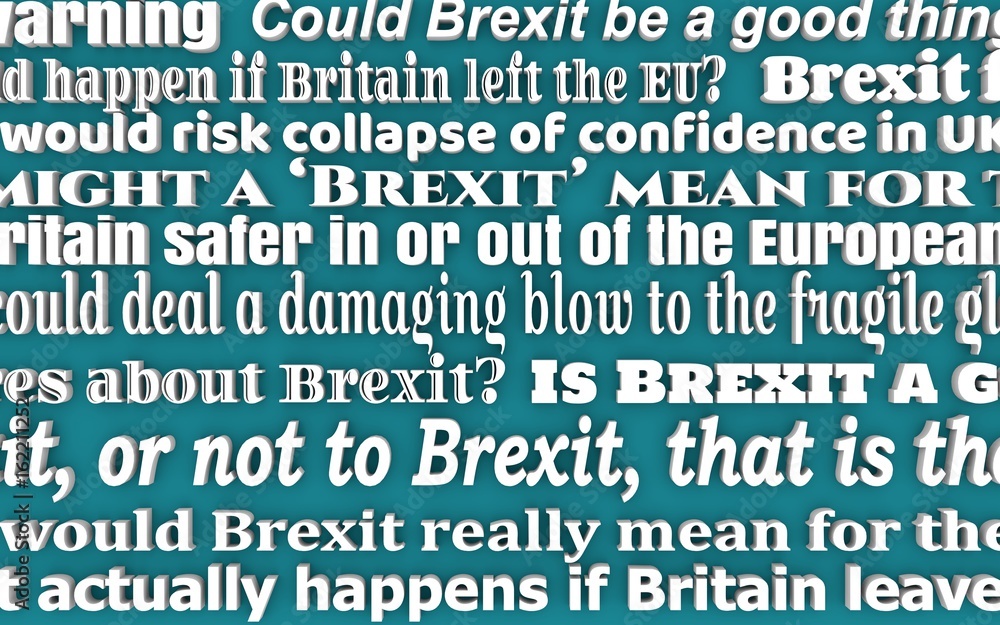 United Kingdom exit from Europe relative news headlines. Brexit named politic process. 3D rendering United Kingdom exit from Europe relative news headlines. Brexit named politic process. 3D rendering