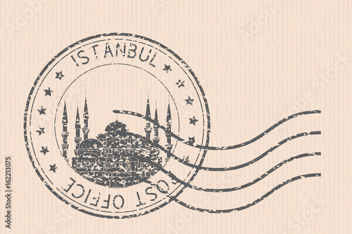 Istanbul, Turkey postmark with the Blue Mosque